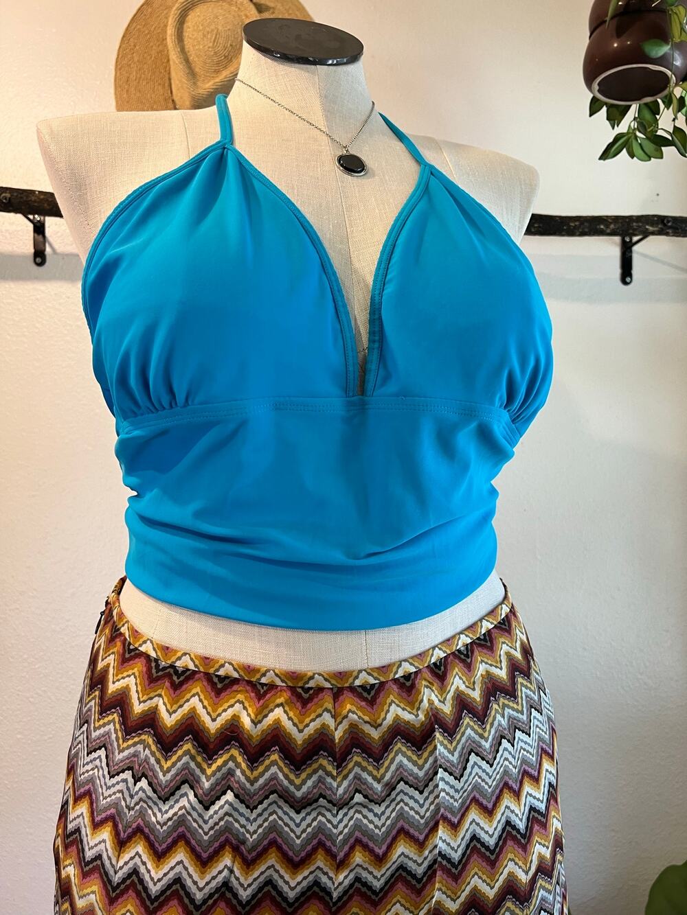 Y2K Deb Teal Blue Halter Tank Top Size Large to XL